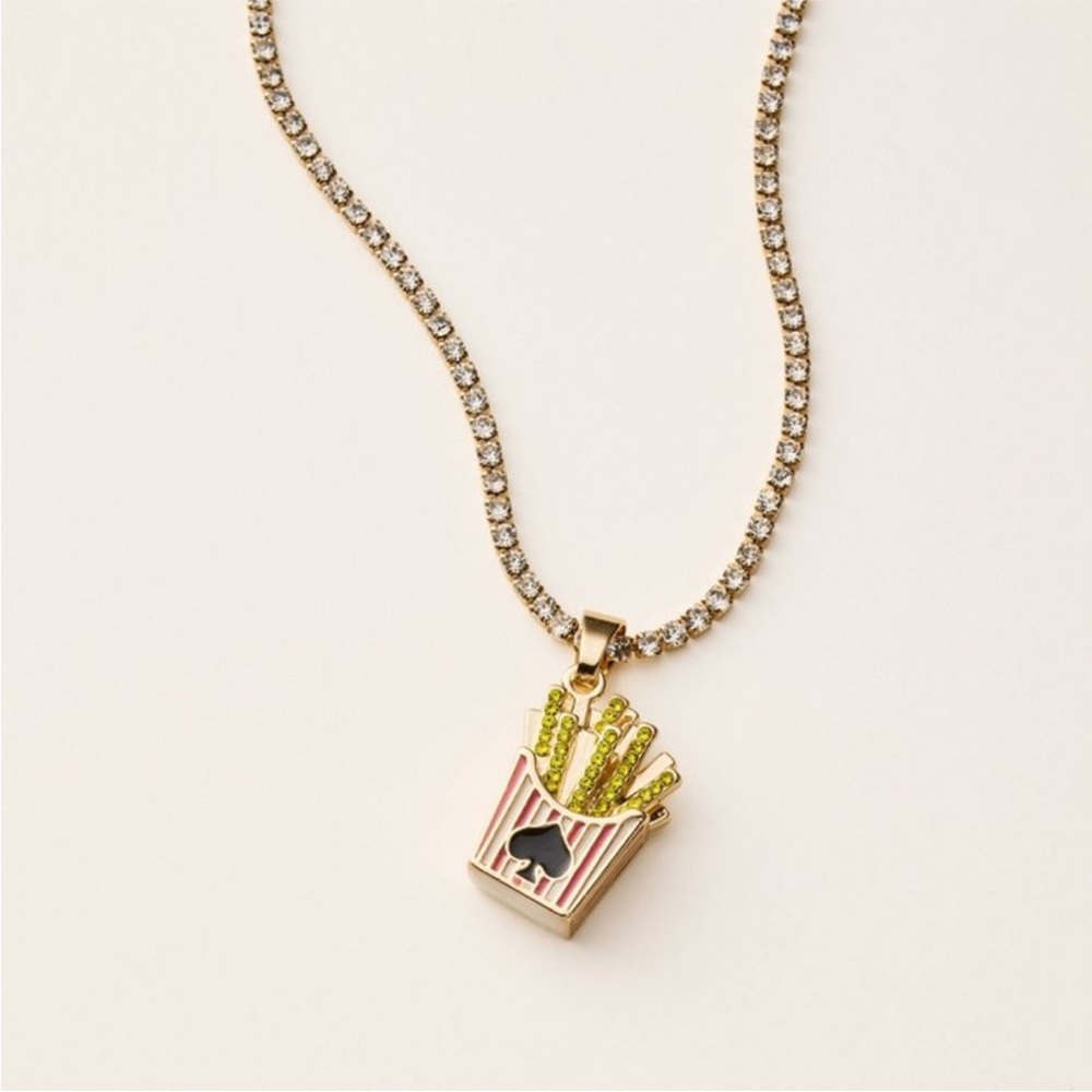 NWT Kate Spade Gold and Rhinestone French Fry Necklace - Picture 2 of 8